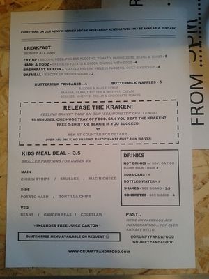 Food and drinks menu at Grumpy Panda Slice Shop & Deli in Gateshead