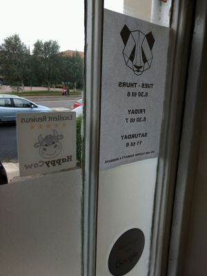 the cow at Grumpy Panda Slice Shop & Deli in Gateshead