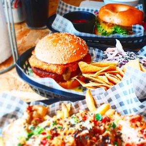 Breakfast burger and breakfast bagel at Grumpy Panda Slice Shop & Deli in Gateshead