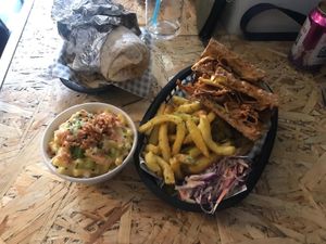 Burrito, Mac and cheese and the Reuben sandwich at Grumpy Panda Slice Shop & Deli in Gateshead