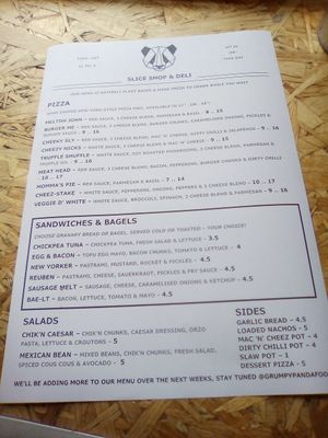 New menu since refurb. at Grumpy Panda Slice Shop & Deli in Gateshead