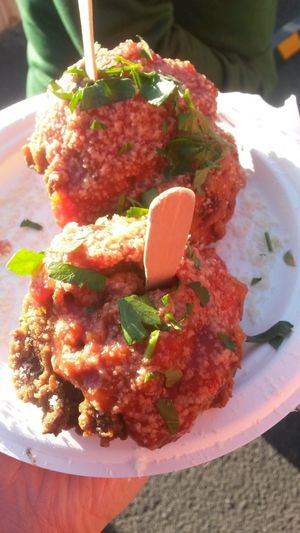 Deep fried vegan mac n cheese at Grumpy Panda Slice Shop & Deli in Gateshead