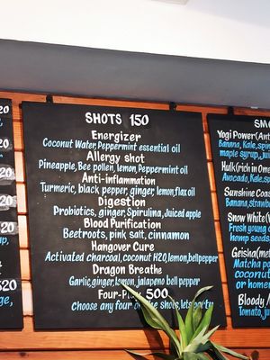 Menu at The Juicery Cafe in Pokhara