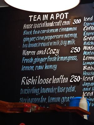 Menu at The Juicery Cafe in Pokhara