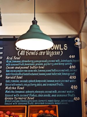 Menu at The Juicery Cafe in Pokhara