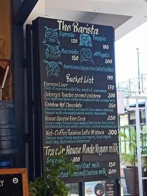 Menu at The Juicery Cafe in Pokhara