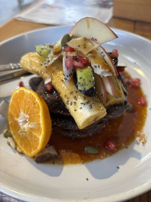 Millet pancakes  at The Juicery Cafe in Pokhara