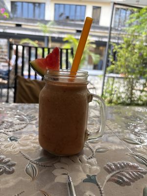 Flamingo smoothie   at The Juicery Cafe in Pokhara