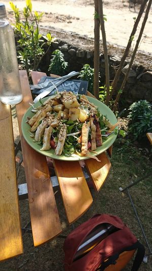Vegan tofu salad at The Juicery Cafe in Pokhara