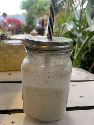 Snow White smoothie (coconut) at The Juicery Cafe in Pokhara