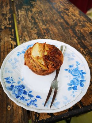 Apple/cinnamon muffin. Not great, but oke. at The Juicery Cafe in Pokhara