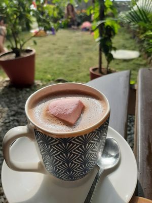 Hemp milk hot chocolate. Yummm at The Juicery Cafe in Pokhara