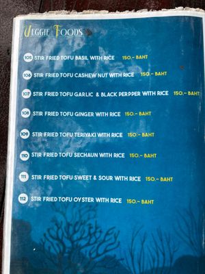 vegetarian menu page 2 at Lanta A&J Klong-Khong Beach Resort in Koh Lanta