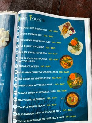 Vegetarian menu at Lanta A&J Klong-Khong Beach Resort in Koh Lanta