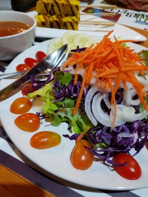 Salad with tofu and peanut sauce at Lanta A&J Klong-Khong Beach Resort in Koh Lanta