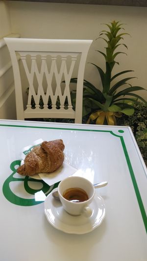 espresso with croissant  at Dolce Pisa in Pisa