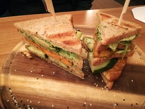 Tempeh sandwich at innerluck in Hamburg
