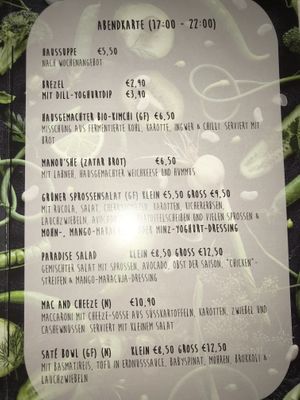 dinner menu I at innerluck in Hamburg