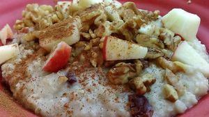A Build-Your-Own Oatmeal  (cereal plus apple, cinnamon, walnuts, and dried cranberries) ordered October 2020 by health-conscious reviewer. at Taste Budd's Cafe in Red Hook
