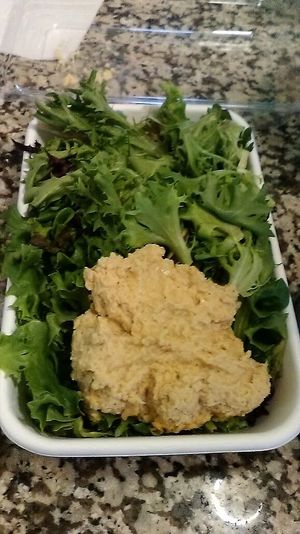 Side salad ordered with hummus and no dressing. January 2021.  at Taste Budd's Cafe in Red Hook
