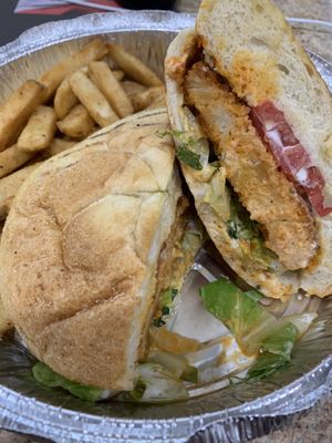 Buffalo chik’n sandwich  at Simply Green Cafe in Ramsey