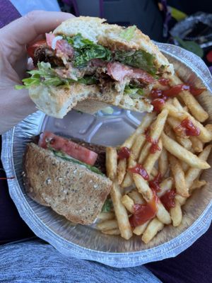 Eggplant poboy and BLT   at Simply Green Cafe in Ramsey