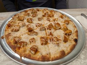 White pie, buffalo chicken added at Simply Green Cafe in Ramsey