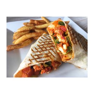 Buffalo chick'n wrap at Simply Green Cafe in Ramsey