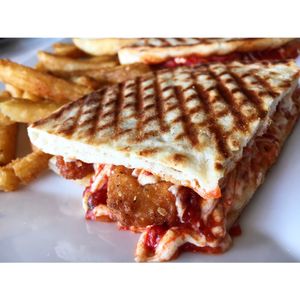Chick'n parm panini at Simply Green Cafe in Ramsey