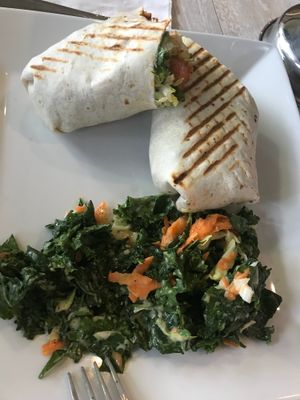Buffalo chick’n wrap with Kale slaw at Simply Green Cafe in Ramsey