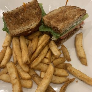 BLT Sandwich with fries  at Simply Green Cafe in Ramsey