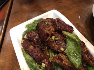 The red yeast rice sausage - best dish ever  at Mei Sin 美欣素食 in Hualien