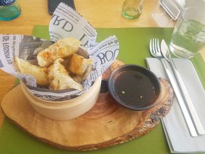 Gemüse in Teig mit Soya-sesam-soße at Abbaco in Mallorca