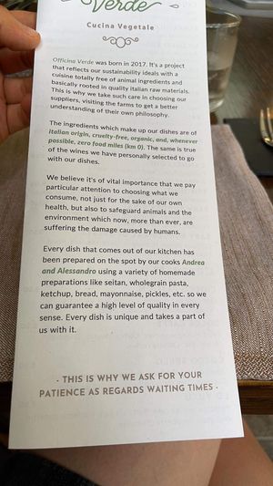 Menu at Officina Verde in Riva Del Garda