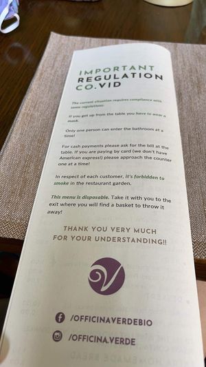 Menu at Officina Verde in Riva Del Garda