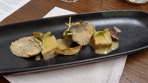 Tempeh and Jerusalem artichoke at Officina Verde in Riva Del Garda