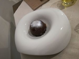 Chocolate cake with pear center at Officina Verde in Riva Del Garda