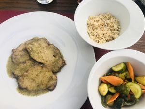 Seitan escalope, very good! at Officina Verde in Riva Del Garda