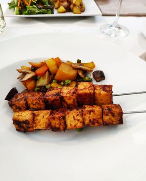 Tofu skewers at Officina Verde in Riva Del Garda