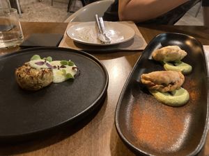 Vegetable Pie Filling + Potato Leak Patty at Officina Verde in Riva Del Garda