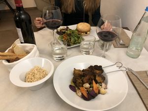 Seitan skewers with vegetables and rice. at Officina Verde in Riva Del Garda