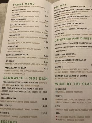 Menu at Officina Verde in Riva Del Garda