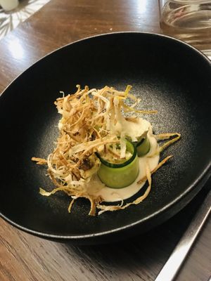 Cucumber creamy rolls at Officina Verde in Riva Del Garda