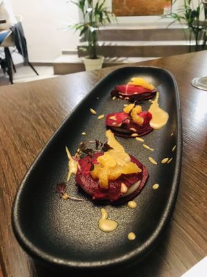 Delicious beetroot delicacy at Officina Verde in Riva Del Garda