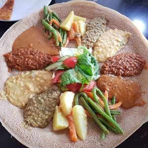 Vegan platter at Zeret Kitchen in South East London