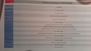 Vegan/alert list separate from the menu at Pizza Express - High St in Cardiff