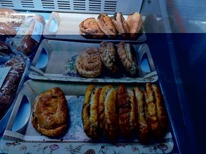 Mushroom; cheese; Jamaican pasties at Hot Pantry Bakery in Cardiff