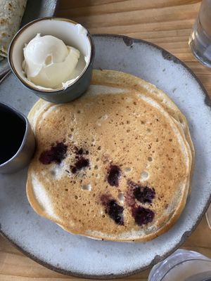 Vegan Pancakes w/ Blueberries.  at Bearcat Cafe - Uptown in New Orleans
