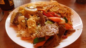 Beef and leek dish at Veggie Heroes - Blegdamsvej in Copenhagen