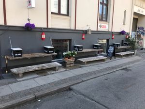 Outside seatings  at Veggie Heroes - Blegdamsvej in Copenhagen